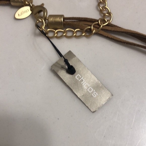 Chico’s NWT Isabel long single strand faux gold beaded necklace - Picture 5 of 7